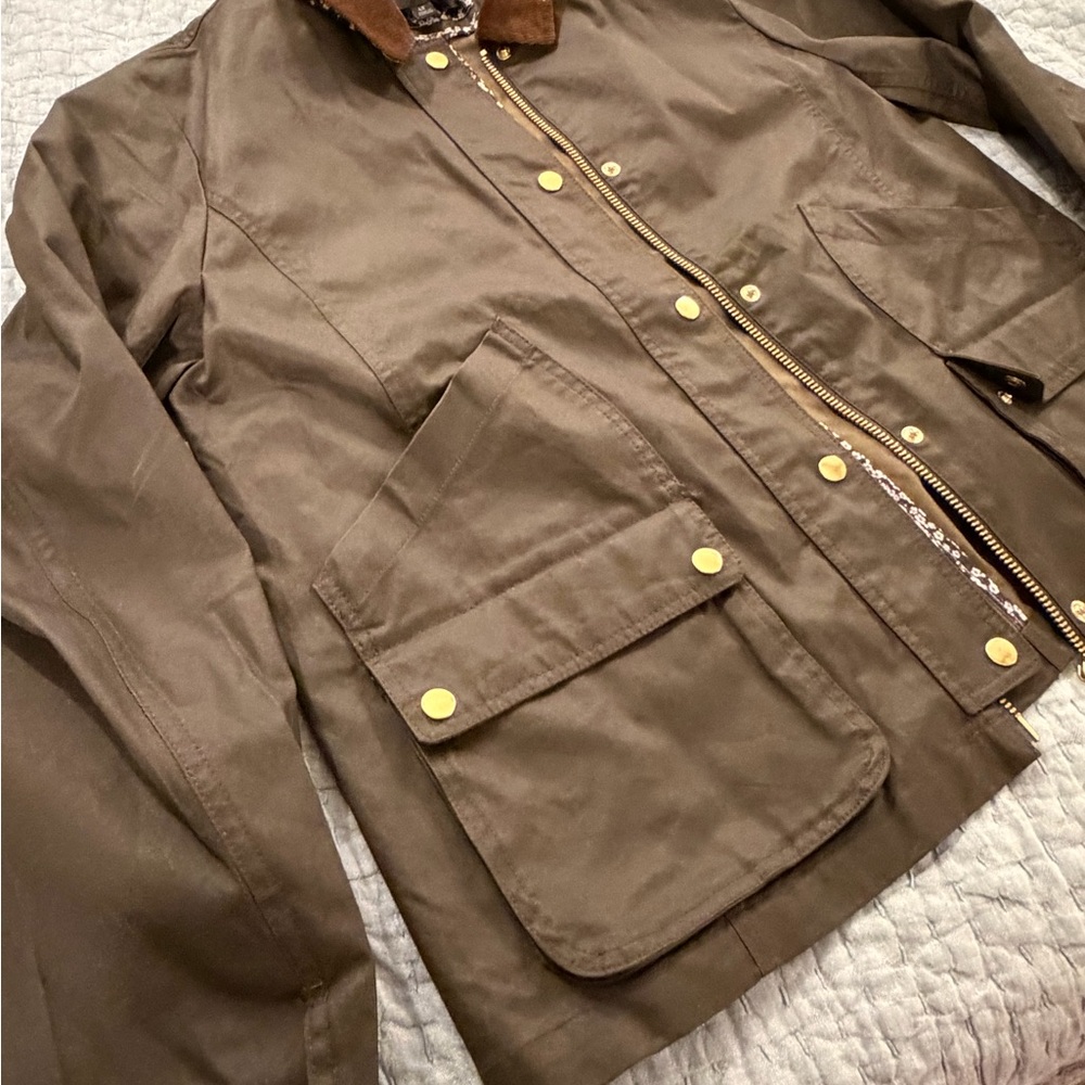 J. Crew Brown Barn Coat with Gold Buttons, Large Tall. Worn only a few times. - Picture 3 of 7